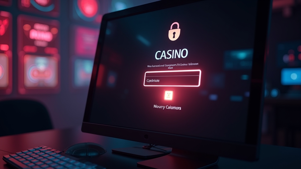 Page de connexion sécurisée avec cadenas et interface de casino