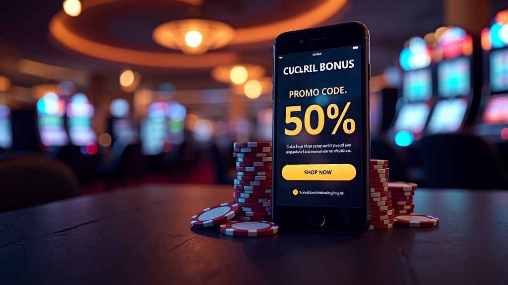 Interface de bonus casino avec codes promo et ambiance sombre